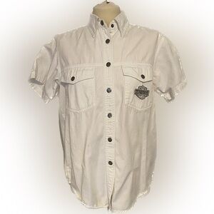 Harley Davidson All American Legend Snap Up White Shirt Short Sleeve Women’s Med